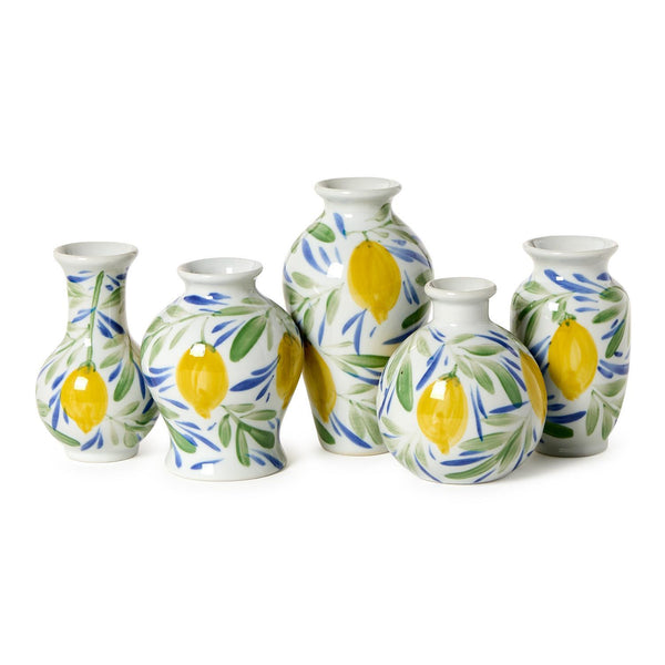 Lemon Grove Hand-Painted Mini Lemon Vases -5 Shapes (color may vary) - Porcelain