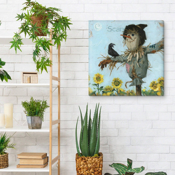 SUNFLOWER SCARECROW GICLEE ART: Multicolor / Mini: 5x5x1 inches