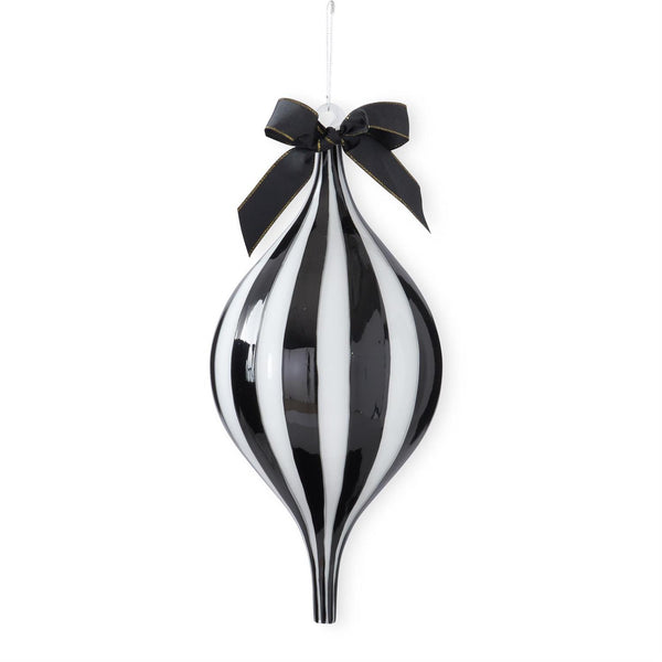 Black & White Glass Teardrop Ornament