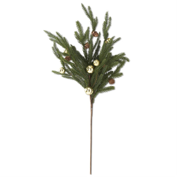 30 Inch Real Touch Pine Stem w/Ornaments & Mini Pinecones