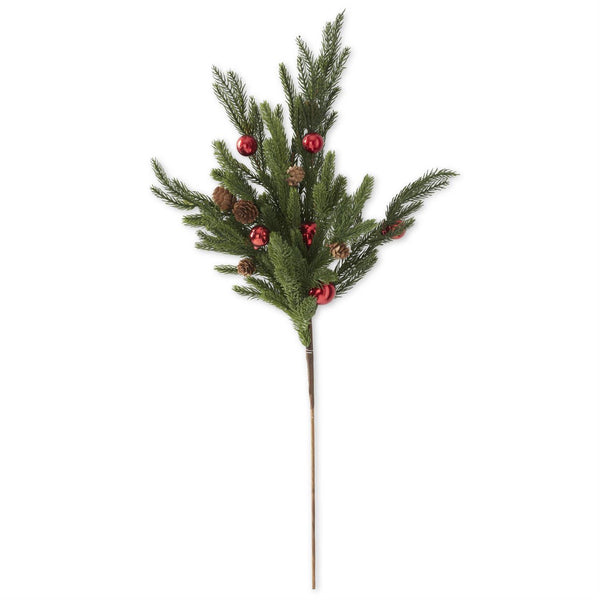 30 Inch Real Touch Pine Stem w/Ornaments & Mini Pinecones