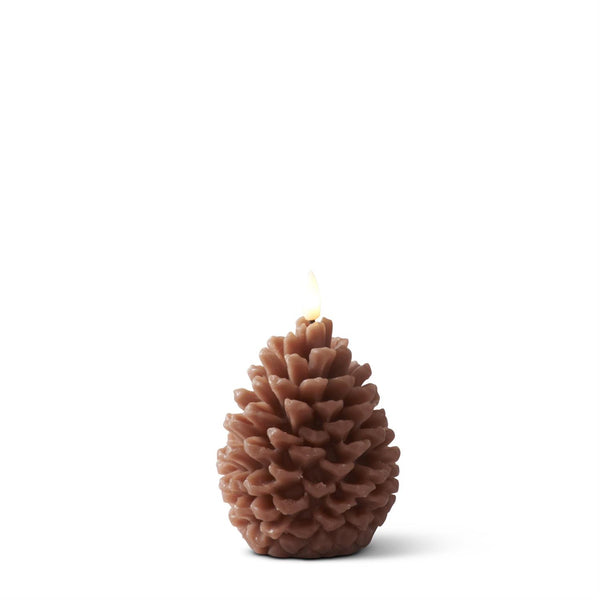Brown Wax LED Pinecone Flicker Flame Candle w/Timer