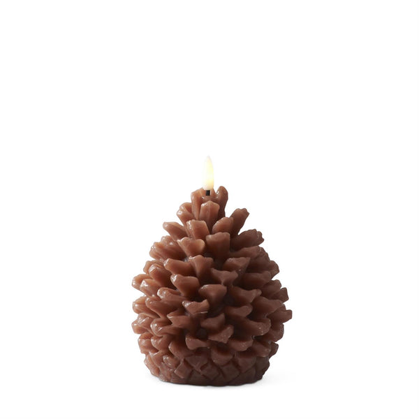 Brown Wax LED Pinecone Flicker Flame Candle w/Timer