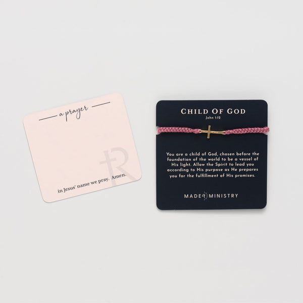 Child of God Dusty Rose Cross Braided Bracelet