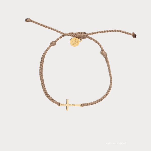 Child of God Khaki Cross Braided Bracelet