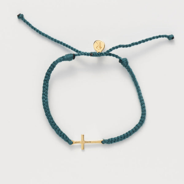 Stay Salty Cross Braided Azure Blue Cord Bracelet