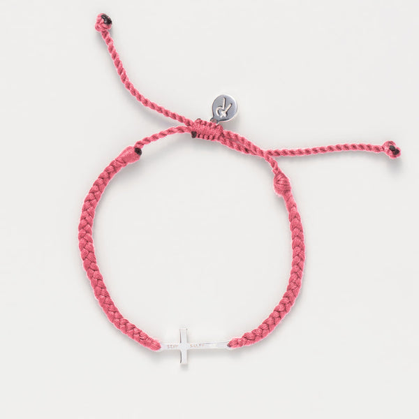 Stay Salty Cross Braided Dusty Rose Cord Bracelet