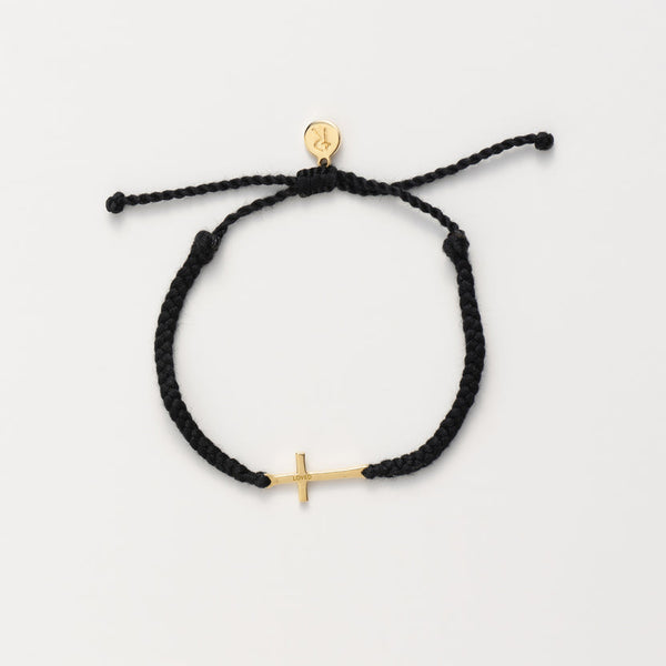 Loved Black Cross Braided Bracelet