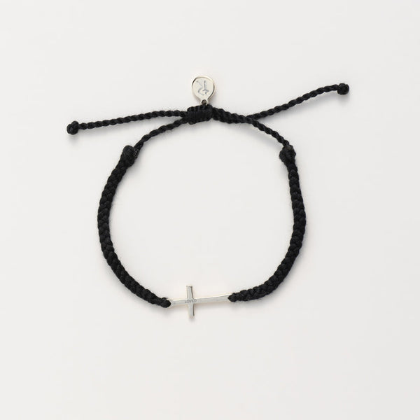 Loved Black Cross Braided Bracelet