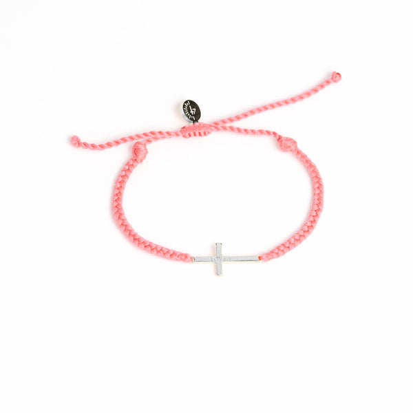Loved Dusty Rose Cross Braided Bracelet