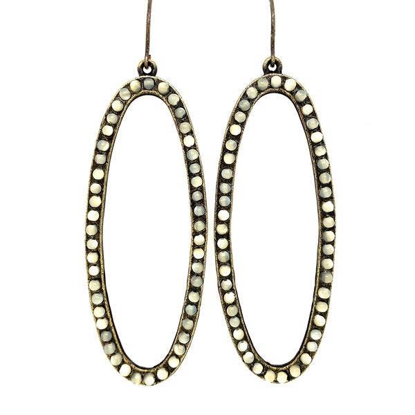 Open Oval Drop Earrings: Black Diamond