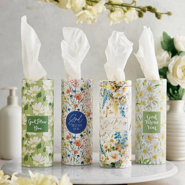 Tissue Display - Daisy: Cardboard, 3-ply Tissue / 11.5" W x 7.25" H x 1" D