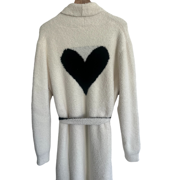 Local Beach Love Collection Heart Luxe Robe: Cream/Black / One Size Fits Most