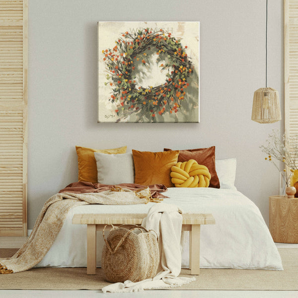 FALL WREATH GICLEE WALL ART: Multicolor / Mini: 5x5x1 inches