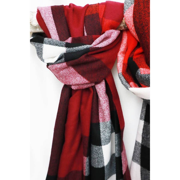 Wool Plaid Cashmere Scarf With Tassel: Beige / ONE