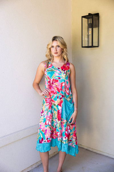 Crinkle Mixed Print Dress Jade : Jade / Small