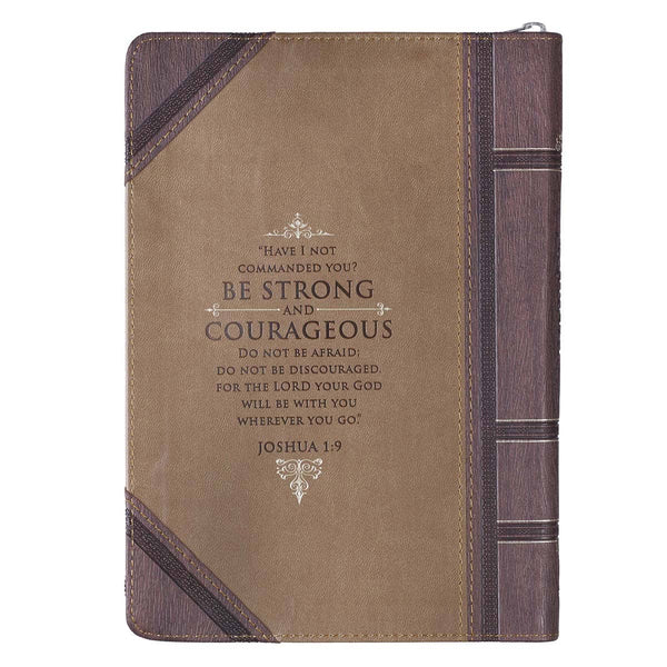 Journal Classic Zip Brown Two-tone Be Strong Josh. 1:9