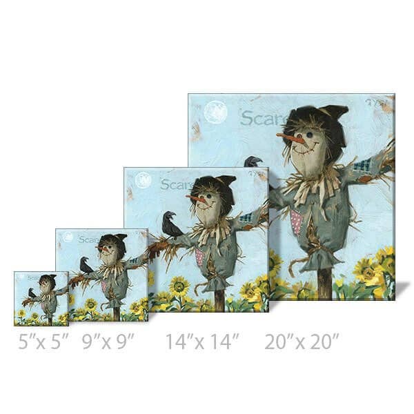 SUNFLOWER SCARECROW GICLEE ART: Multicolor / Mini: 5x5x1 inches