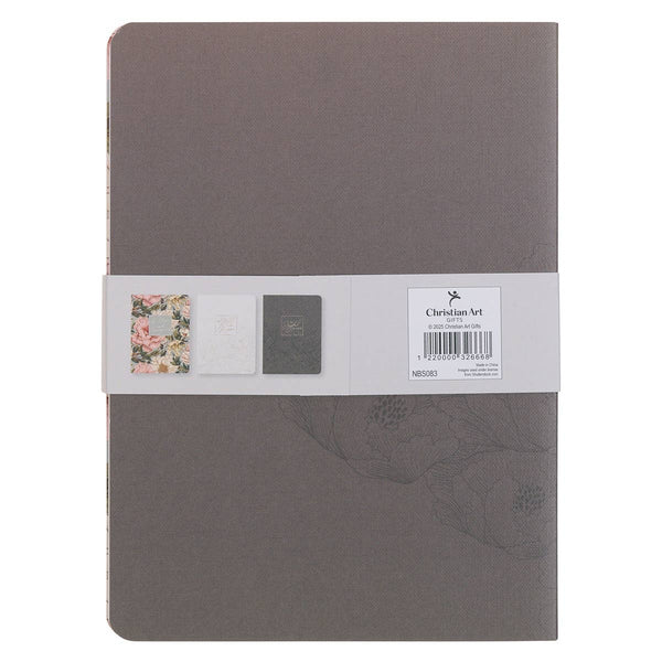 Notebook Set 3pc LG Strong & Courageous Floral Josh 1:9