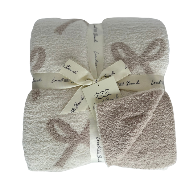 Bow Luxe Home Blanket: Cream/Sand