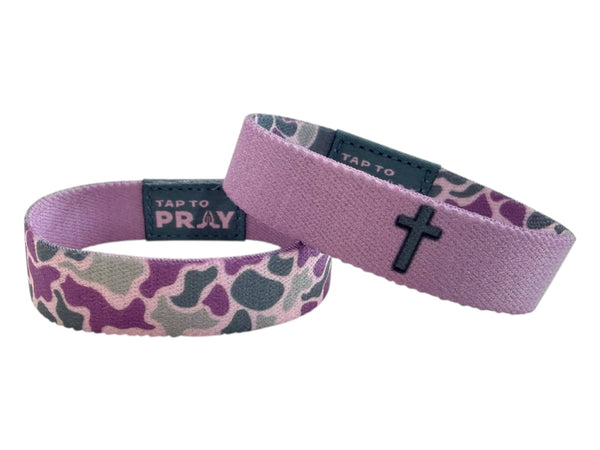 Tap To Pray® Wristband – River Rock Camo - Lilac: Medium