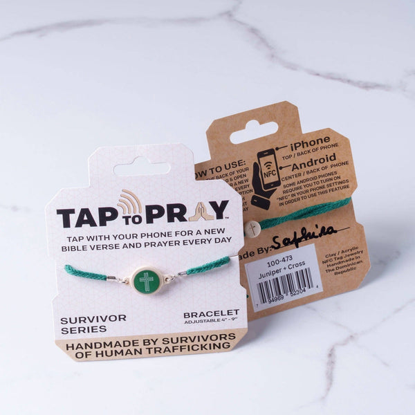Tap To Pray® Survivor Series Bracelet: Onyx + Cross