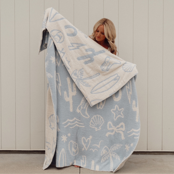 Coastal Cowgirl Luxe Home Blanket: Sand/Cream
