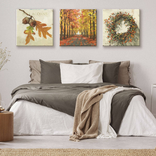 FALL WREATH GICLEE WALL ART: Multicolor / Mini: 5x5x1 inches