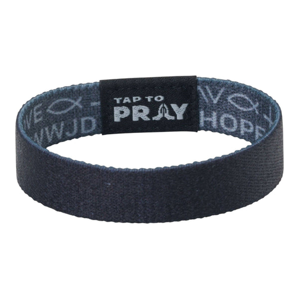 Tap To Pray® Wristband – Symbols of Faith - Grey: Large