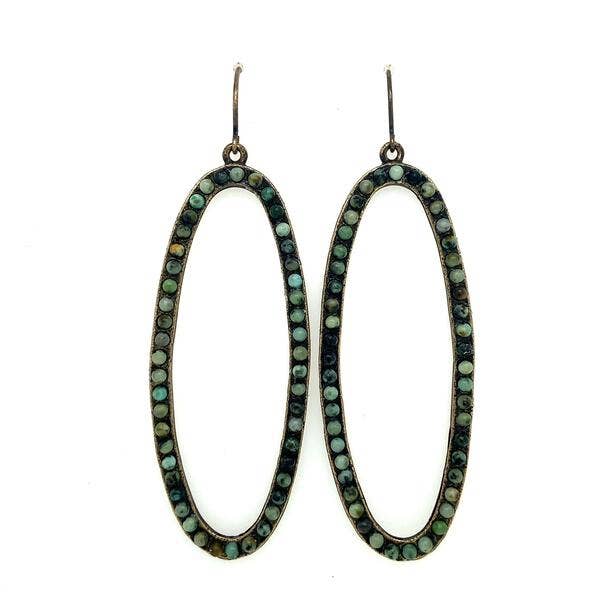 Open Oval Drop Earrings: Black Diamond