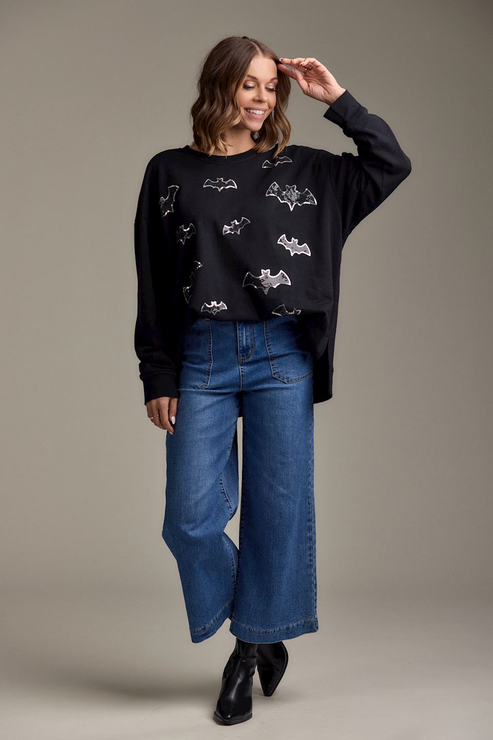 Halloween Sprkle Sweatshirt-Bk