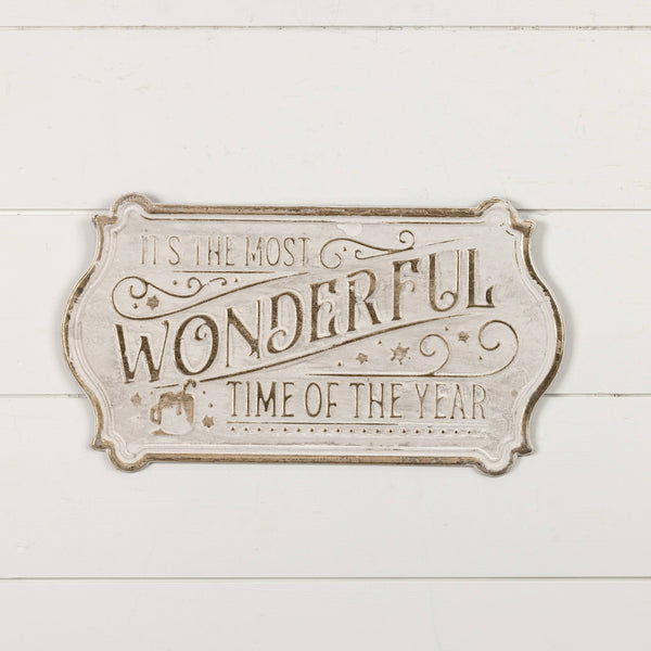 GOLD & WHITE MOST WONDERFUL TIME OF YEAR SIGN