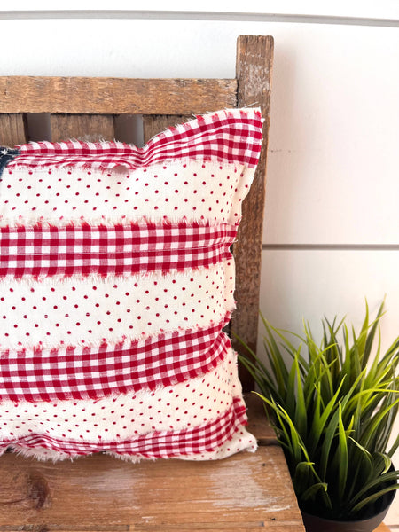 4th of July American Flag Primitive Pillow | Dots