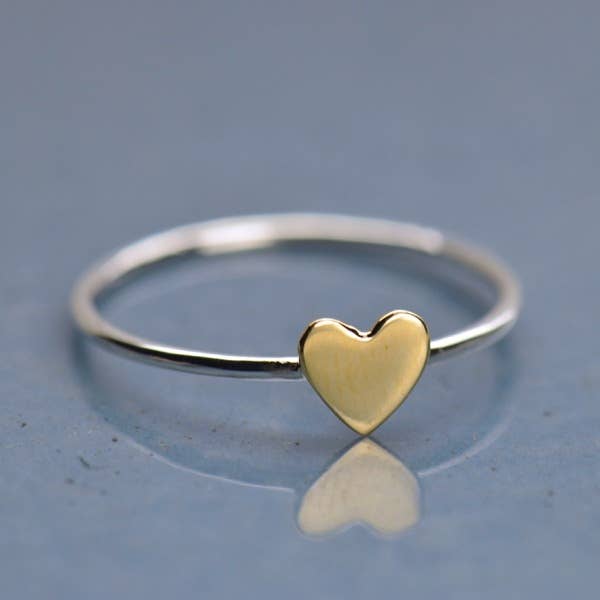 Sterling Silver Ring with Tiny Bronze Heart: 8