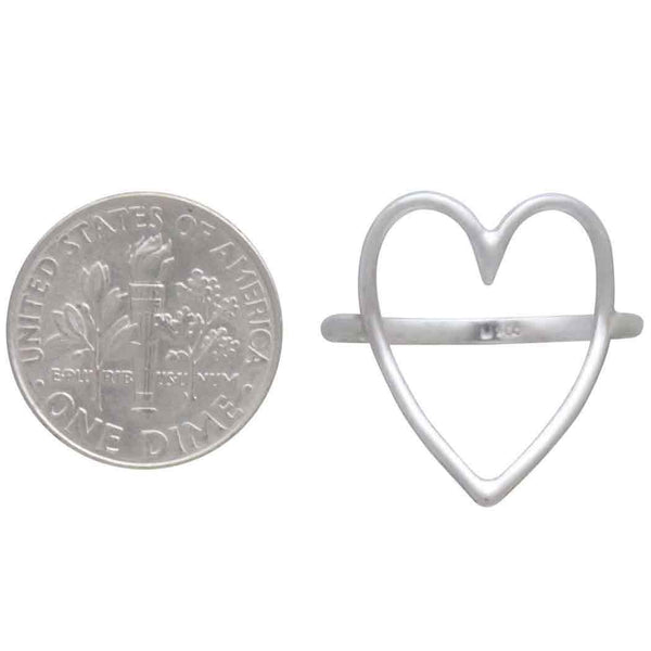 Sterling Silver Large Wire Heart Ring: 7