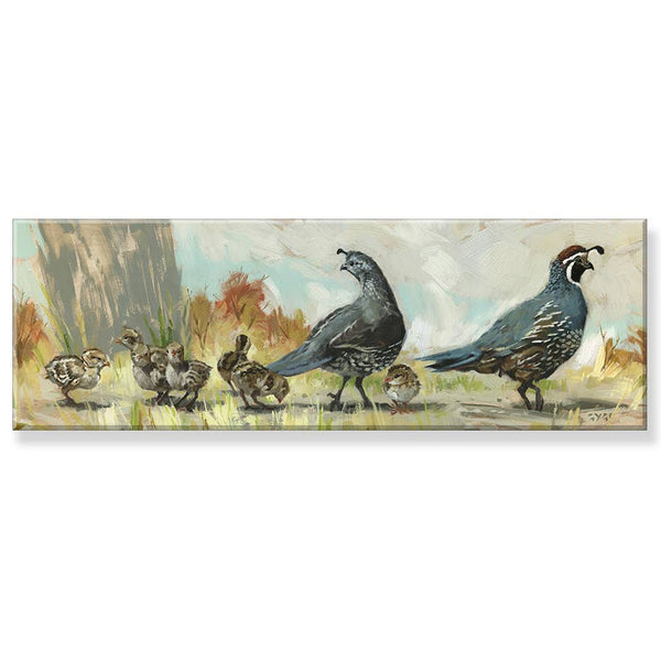 QUAIL FAMILY GICLEE WALL ART: Multicolor / Mini: 3x9x1 inches