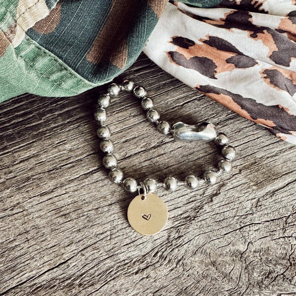 Stainless Steel & Brass Coin Tag Bracelets: 7.5 / Love You More