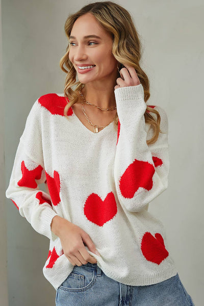 SMULTI HEART SWEATER: IVORY PINK : IVORY PINK / M/L