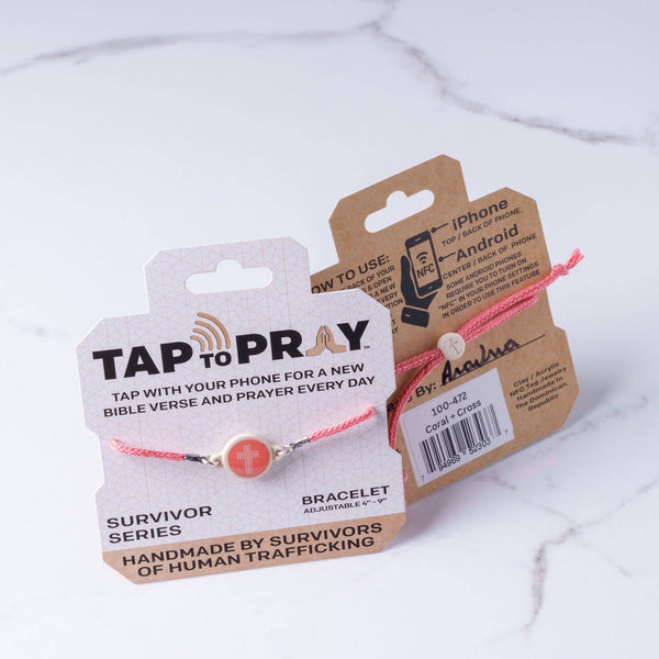 Tap To Pray® Survivor Series Bracelet: Onyx + Cross