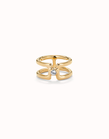 Ser Indomable Double Ring Gold with White Topaz 15