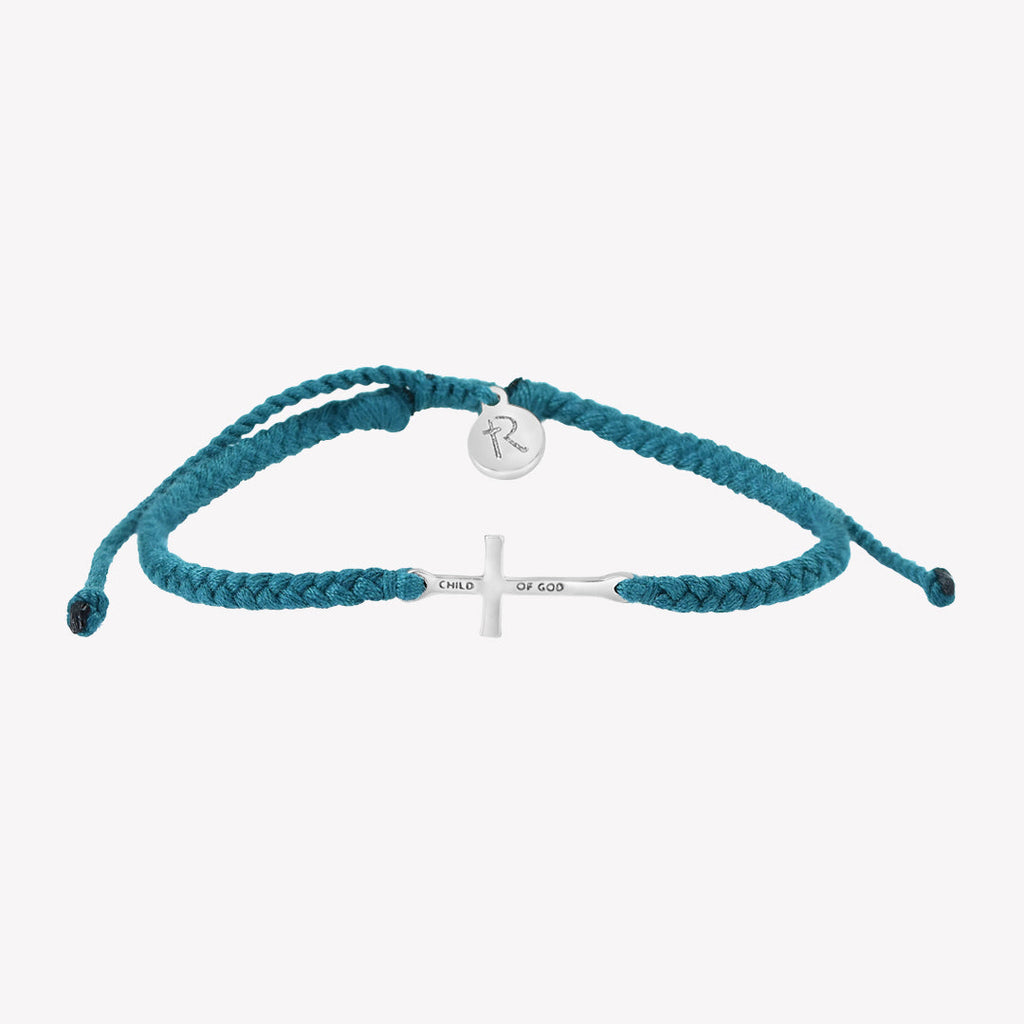 Child of God Azure Blue Cross Braided Bracelet | Rizen Jewelry