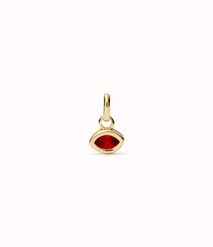 18k gold plated charm with red crystal