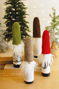 Assorted Felt Santa Wine Toppers W/ Wispy Beards