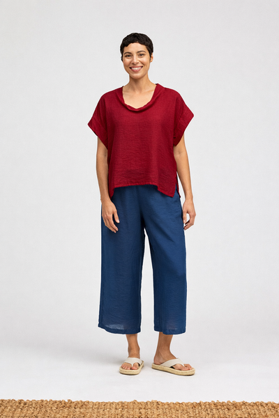 Short Sleeve Cowl Top