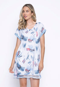 V-Neck Dress, Denim Multi