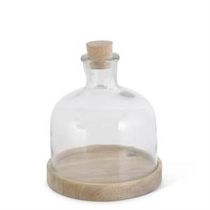 Glass Bottle Cloche on Wooden Base