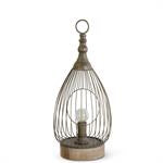 Metal Cage Teardrop LED Lantern with Wood