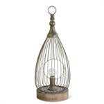 Metal Cage Teardrop LED Lantern with Wood