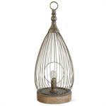 Metal Cage Teardrop LED Lantern with Wood