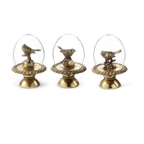Gold Birds in Dome on Pedestal